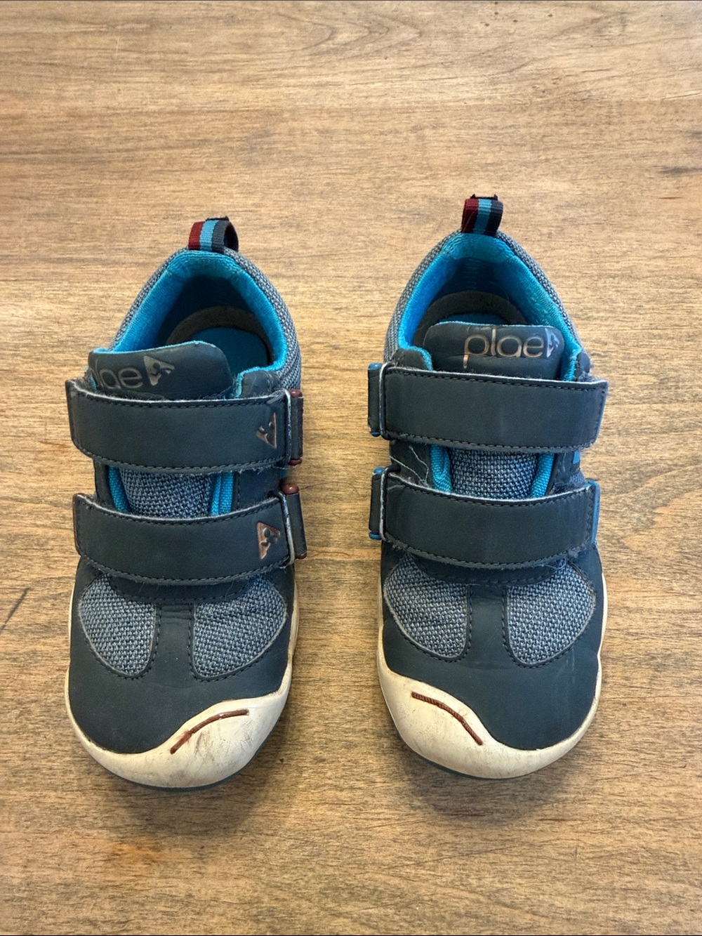 PLAE Kids Navy and Teal Double-Strap Sneakers